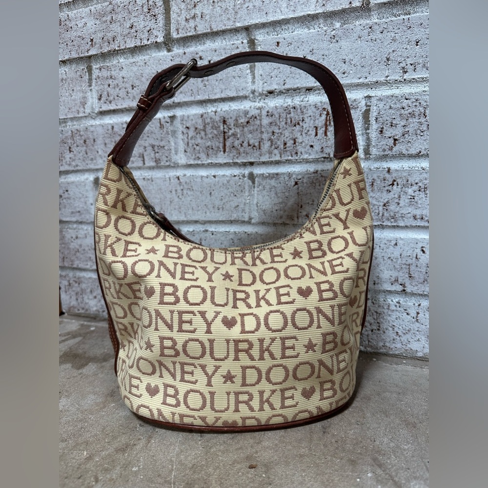 Dooney and Bourke purse-tan and brown-bucket style